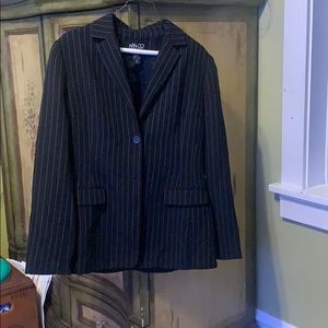 Pinstriped Black Pantsuit
